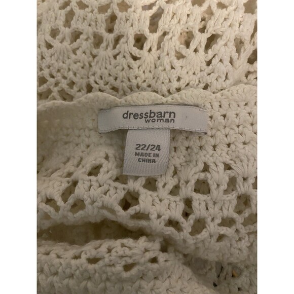 Dressbarn White Crochet Short Sleeve Cardigan 1/4Button Vtg Cottagecore 22/24 - Picture 5 of 6